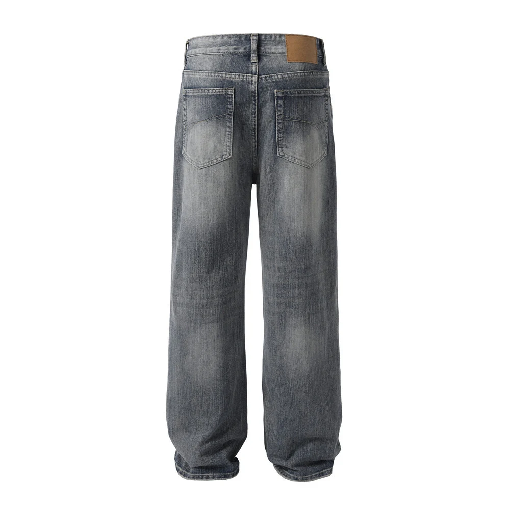 Men's Distressed Washed Denim Trousers — photo 3