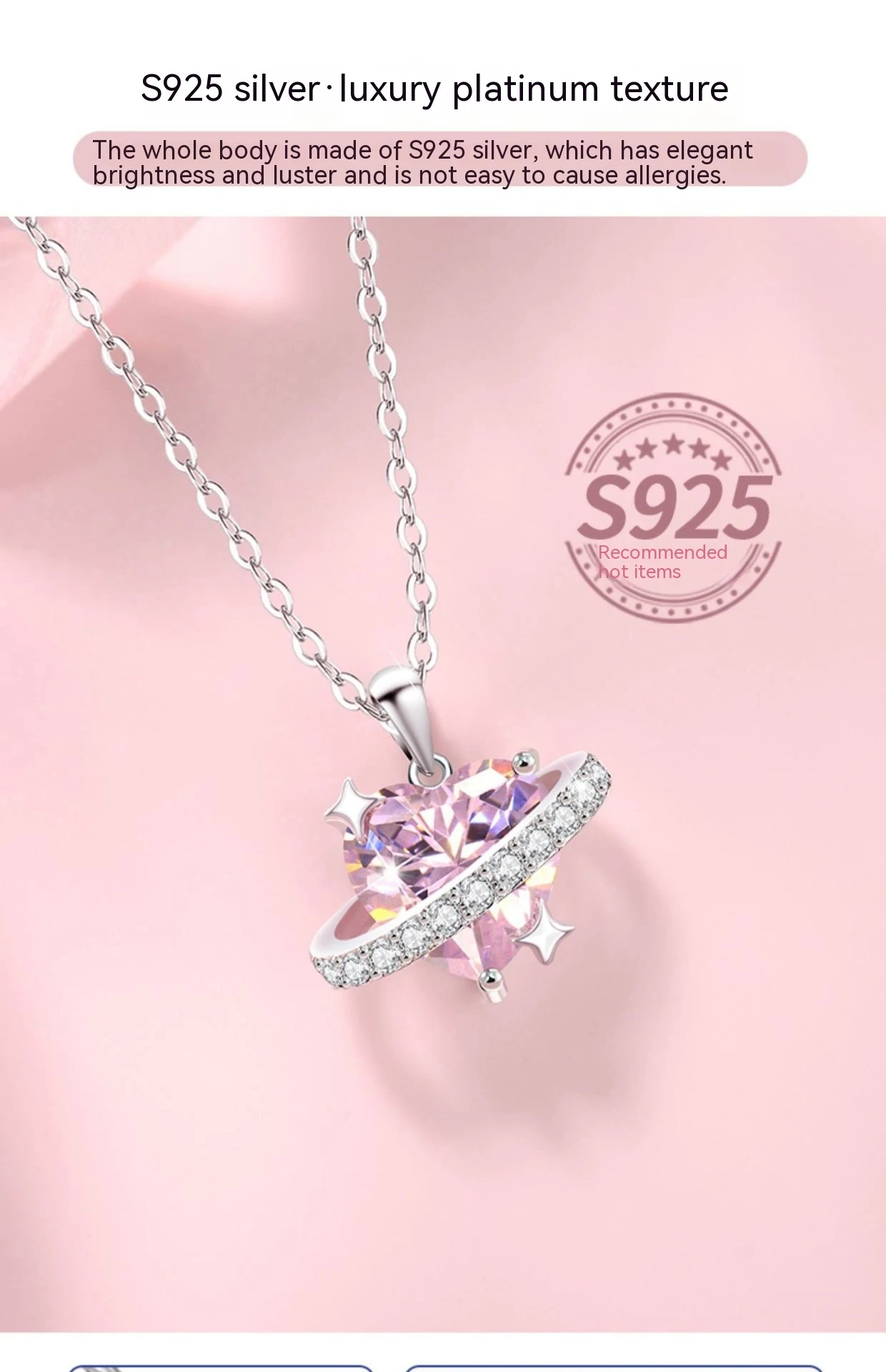 Colar Love Planet Prata 925 Coração Delicado Corrente Clavícula Joia Feminina Presente Ideal para Expressar Amor Elegância e Charme Diário — foto 5