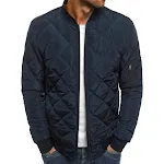 Men's Solid Color Winter Coat Stand Collar Rhombus Sewing Design Jacket Casual Business Clothing - Stylish Winter Wear — photo 6