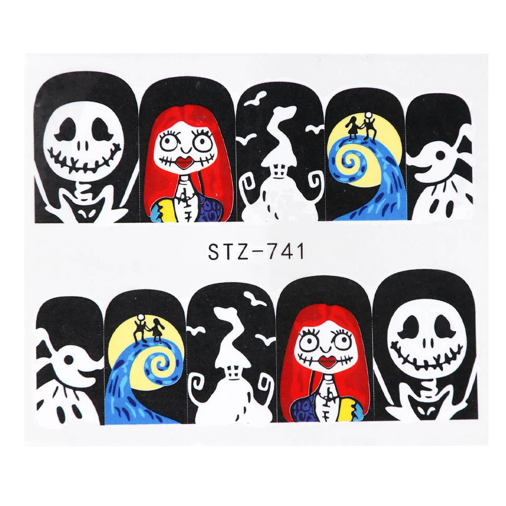 Adesivos de unha Halloween com caveiras e demônios por transferência d'água, fáceis de aplicar, designs assustadores e festivos. — foto 11