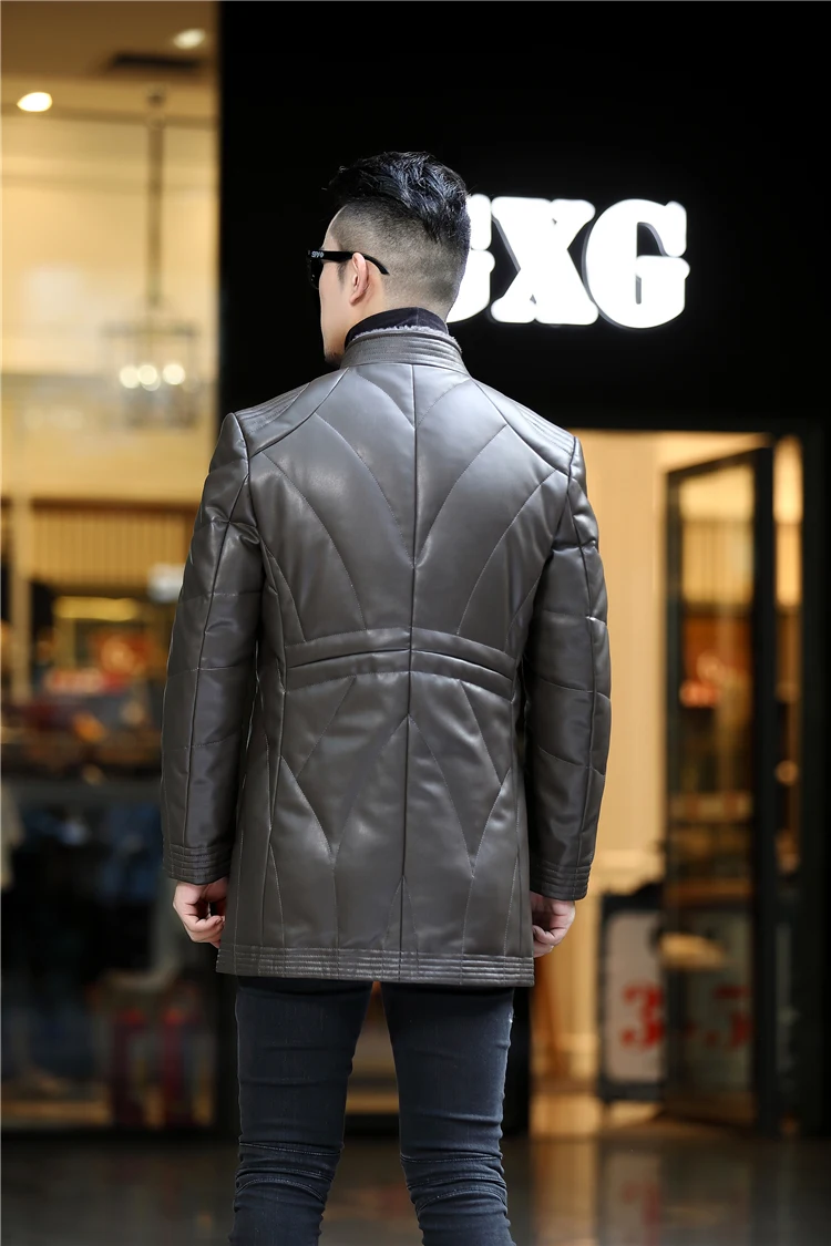 Haining men's leather down jacket, ultimate winter warmth. Experience luxury leather and superior insulation for cold we — photo 4