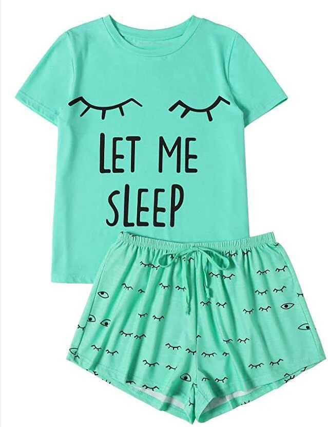 Zomer dames tweedelige set met letterprint, T-shirt met korte mouwen en shorts, ideaal voor een casual en comfortabele look. — foto 2