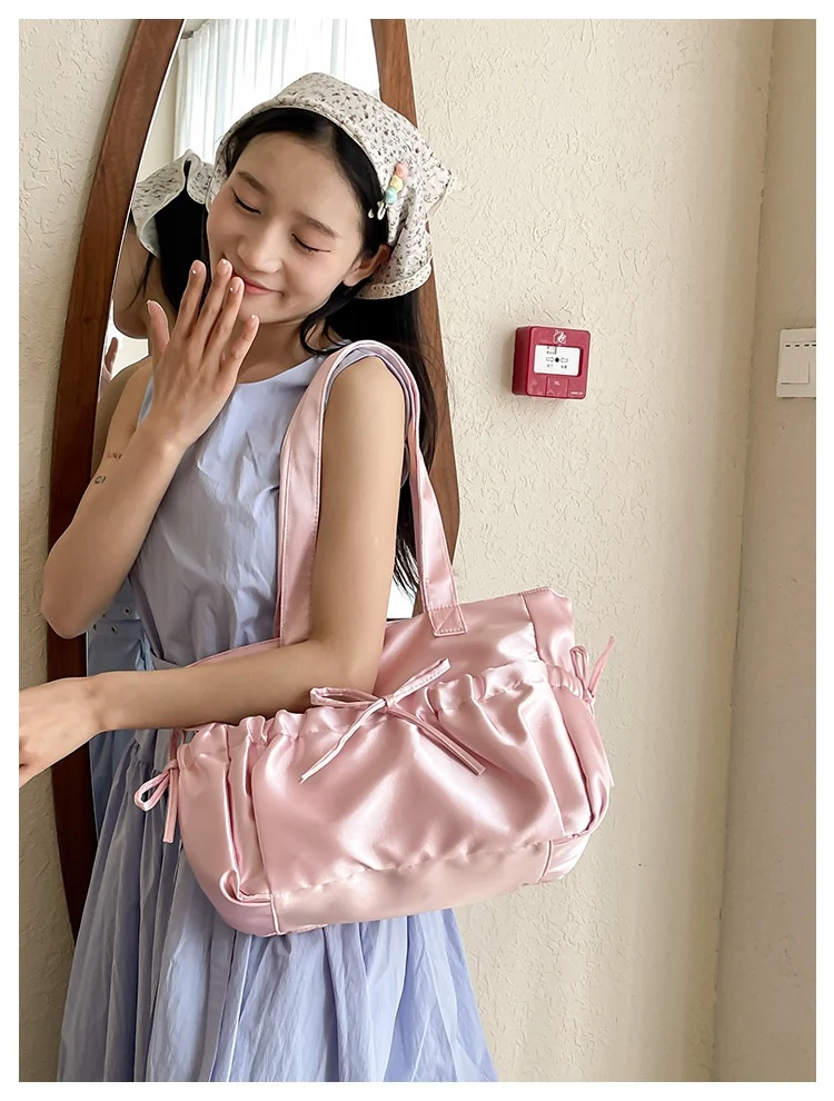 Title 12, Womens Pleated Bow Pearl Shoulder Bag Elegant ...