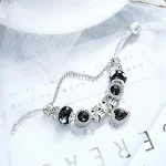 Pulseira de letras de amor DIY artesanal, borboleta preta, contas, opala incrustada e pingente de coração de pêssego — foto 10