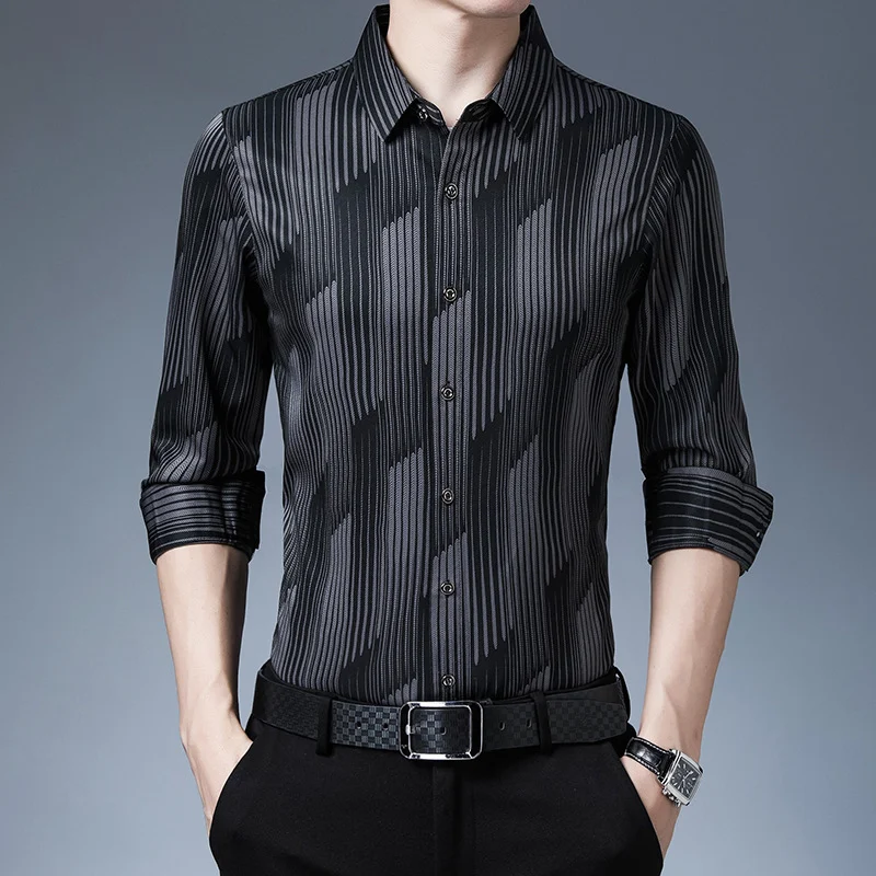 Men's Long Sleeved Thin Shirts for Middle Aged and Elderly Gentlemen, Lightweight and Breathable, Perfect for Warm Weath — photo 3