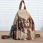 Mochila feminina de lona com borlas, estilo novo. Perfeita para o dia a dia, confortável, espaçosa e com design charmoso. — foto 8