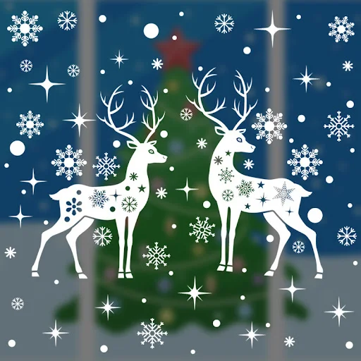 Title 1, Christmas Decoration Elk Static Sticker White S...
