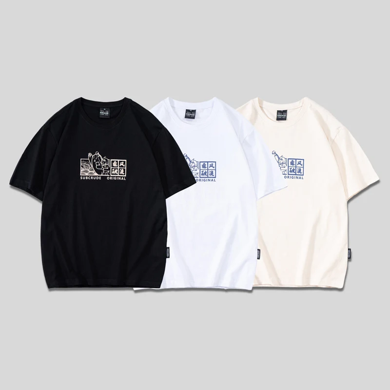 Impressão de cartas Camiseta de mangas curtas Summer masculino nova marca moderna de camiseta de meia mangas solta — foto 2