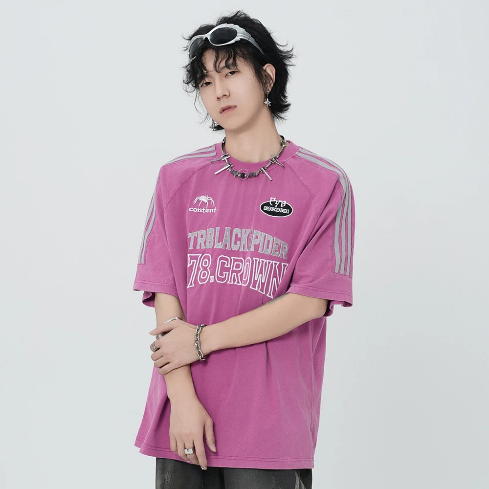 Camiseta masculina com bordado de letras manga curta. Conforto e estilo casual para o verão. Design moderno e tecido respirável. Compre já! — foto 7