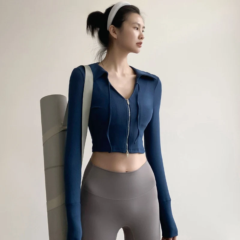 Herfst- en winter yoga jack, hardlopen, sneldrogend, lange mouwen. Ideaal voor yoga en hardlopen. Blijf comfortabel en warm. — foto 10