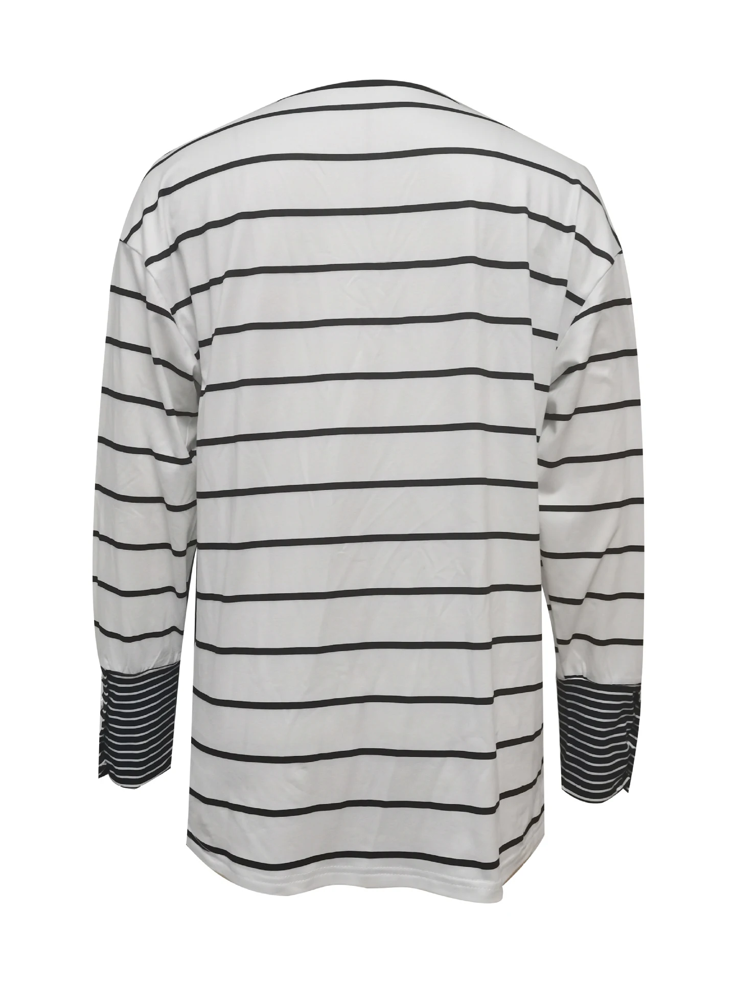 Camiseta feminina outono com punho único casual gola redonda manga comprida — foto 5