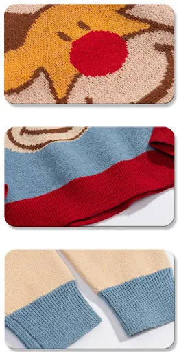 Title 3, Christmas Deer Sweater, Casual Loose Round Neck...
