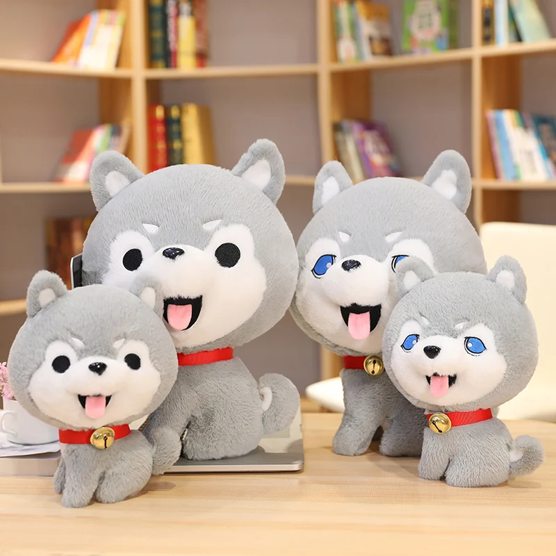 Boneco de pelúcia Husky com sino de desenho animado, perfeito para abraçar e brincar. Um presente fofo e divertido para crianças. — foto 5
