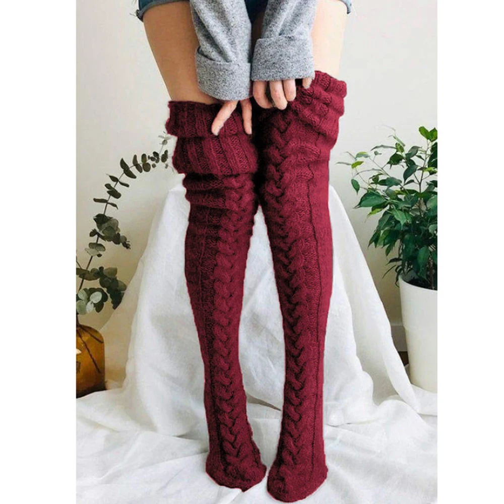 Title 4, Womens Solid Color Over-the-knee Wool Foot War...