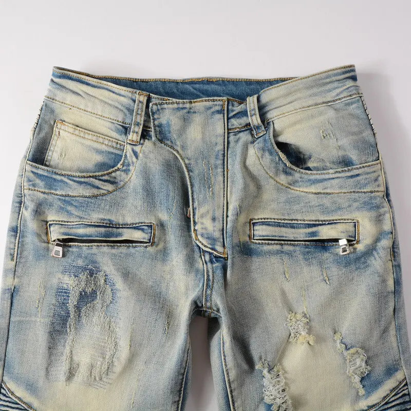 Title 3, Hand Frayed Beggar Style Distressed Slim Stretc...