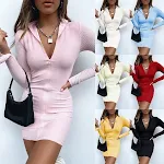 Vestido Casual Feminino com Zíper e Cor Sólida. Confortável e prático, perfeito para o dia a dia. Combine com tênis ou salto para um look estiloso e casual. — foto 5