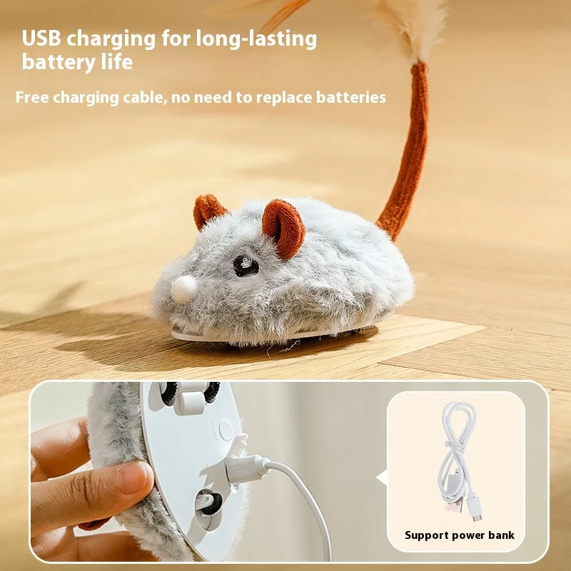 Electric mouse, cat pole, and plush toy for stress relief and self-play, a fun and engaging toy for your cat. — photo 4