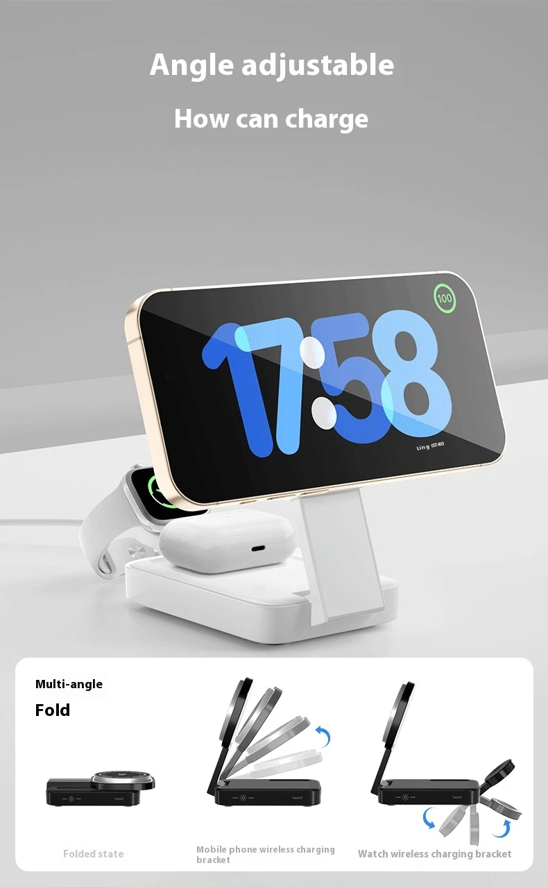 Title 7, 15W Foldable and Portable Three-in-One Wireless...