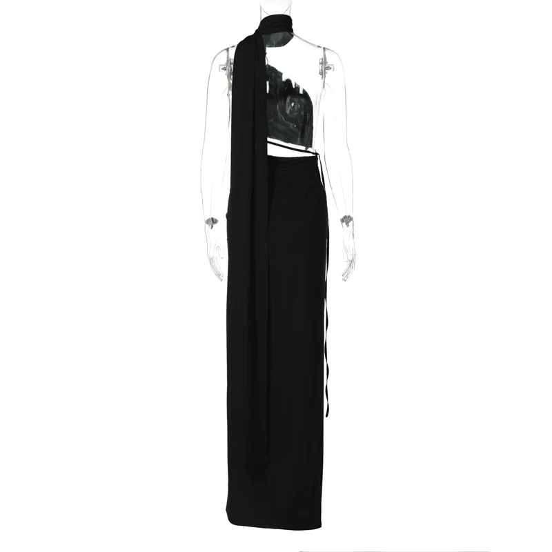 Title 14, Fashion Backless Hollow-out Tube Top Split Dress