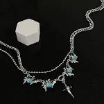 Colar feminino Cruz de Pedra da Lua Azul Asterismo, beleza e proteção, um acessório elegante para mulheres sofisticadas. — foto 13