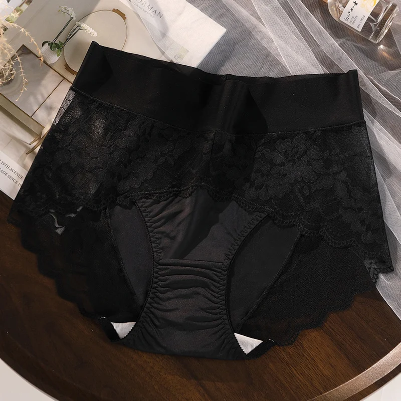 Mutandine Sexy da Donna in Pizzo Vita Alta Cavallo Allungato 7A Antibatterico Boxer Senza Cuciture Comfort e Stile. — foto 2
