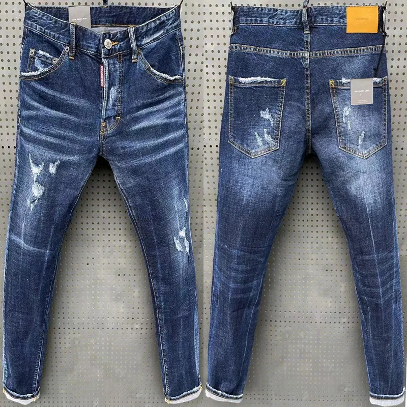 Tatting Splash Paint Men's Slim-fit Patch Stretch DSQ Jeans. Stylish, comfortable jeans for men. Slim fit, stretch fabri — photo 7