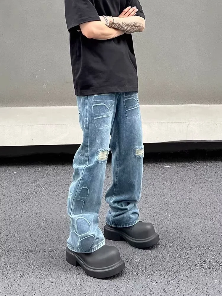 Nieuwe Gewassen Vintage Winter Ripped Jeans. De perfecte combinatie van stijl en comfort voor de winter. Ervaar de vintage look met warmte. — foto 7