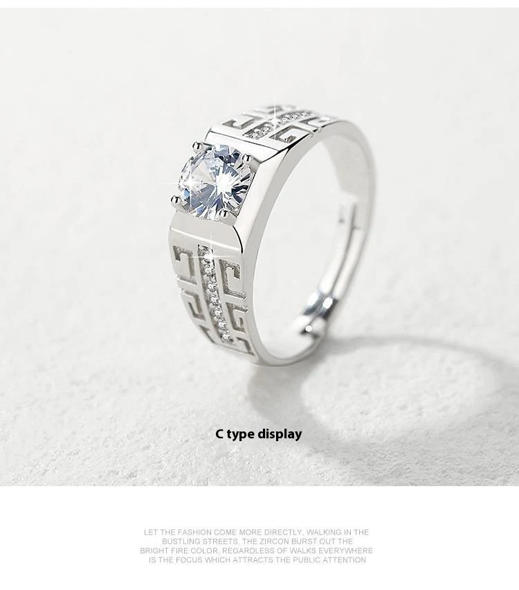 Title 19, Anel Chiba banhado a prata com diamantes, elega...