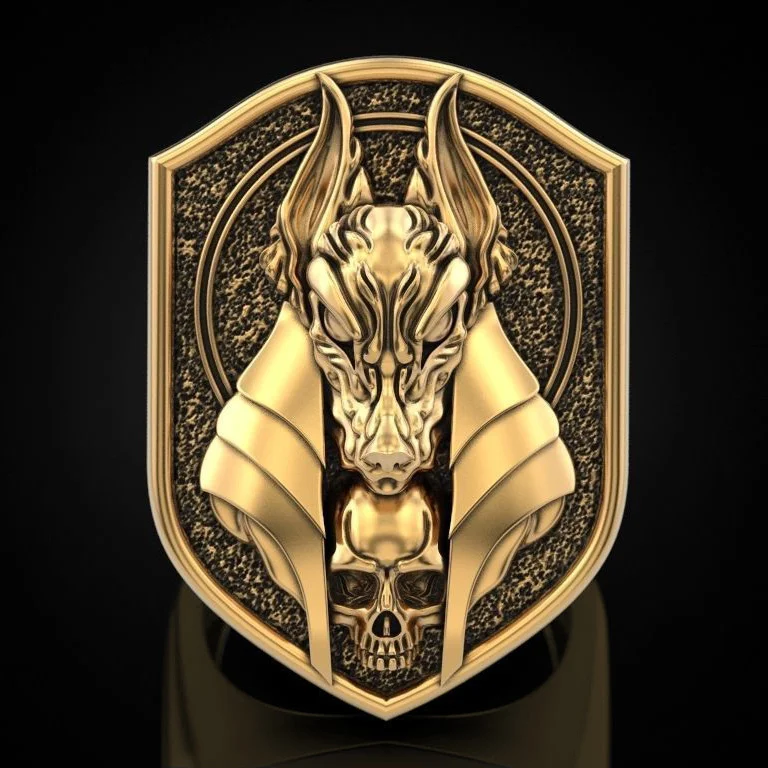 Anel masculino Retro Hu Lang com banho de ouro 18K, design arrojado e sofisticado, para homens que buscam um visual único e elegante. — foto 3