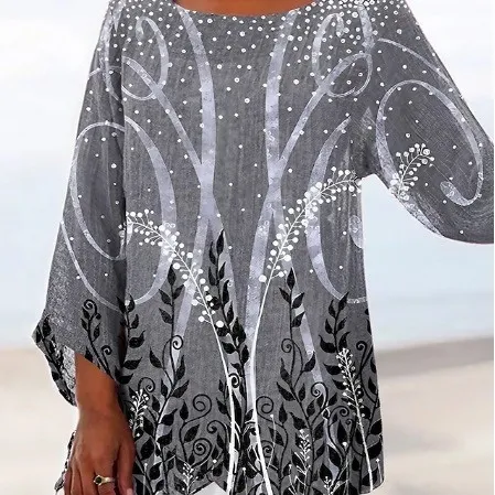 Abbigliamento da donna primaverile e autunnale girocollo diviso taglie forti stampa 3D — foto 10