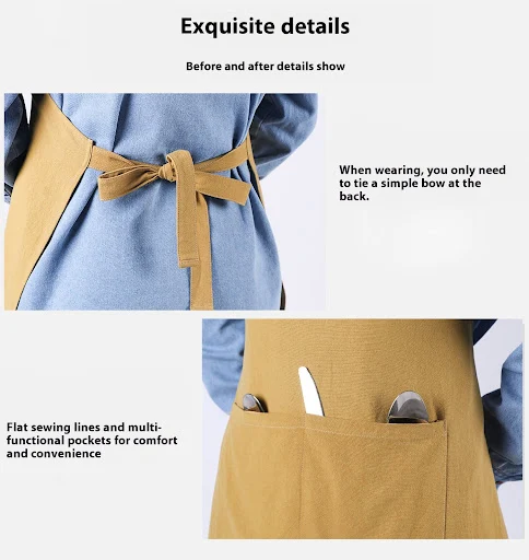 Title 2, Ten Colors Stone Washed Cotton Linen Home Apron...