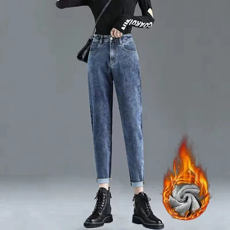 Title 5, Calças Jeans Cropped Femininas Cintura Alta Sim...