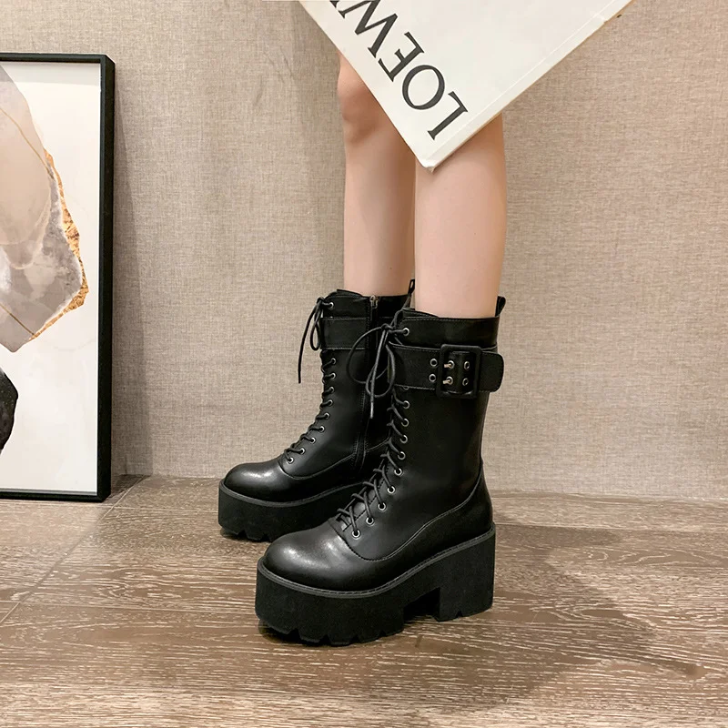 Title 5, Botas de montar femininas de salto alto com bic...