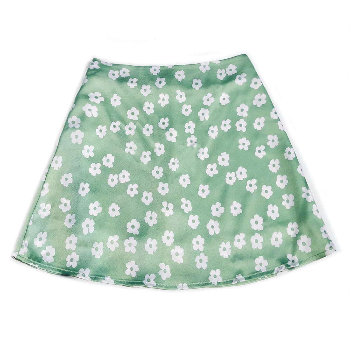 Title 52, European and American High Waist Satin Print Sk...