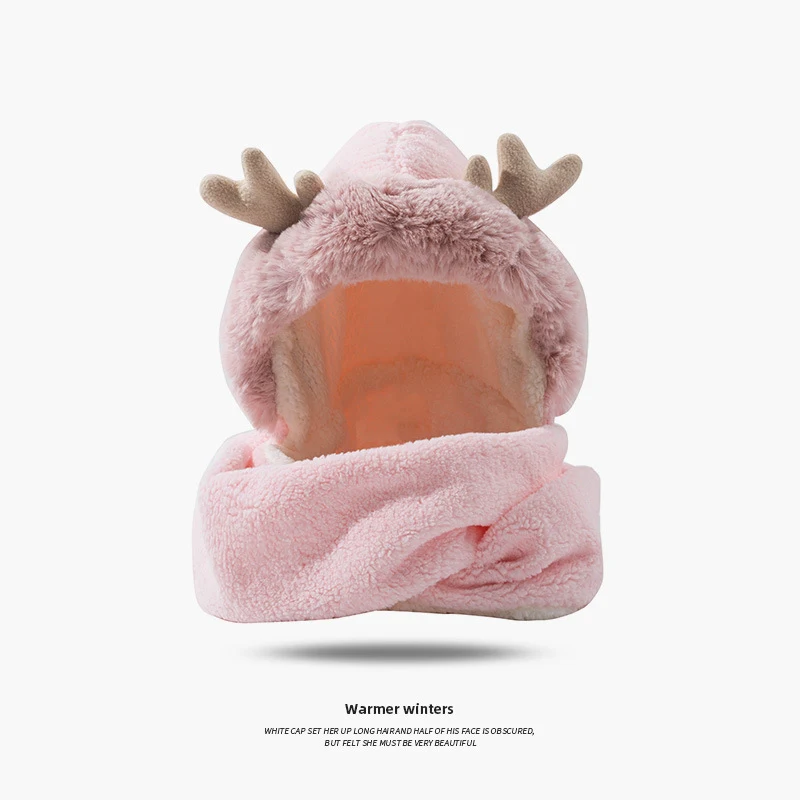 Title 4, Christmas Elk Ear Hat Scarf Gloves Integrated T...