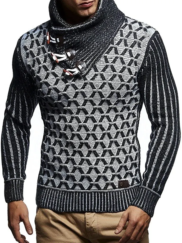 Title 11, Mens Leather Button Turtleneck Knitted Sweater...