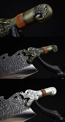 Title 2, Jiaolong Bone Chopping Knife Silver Equipment R...