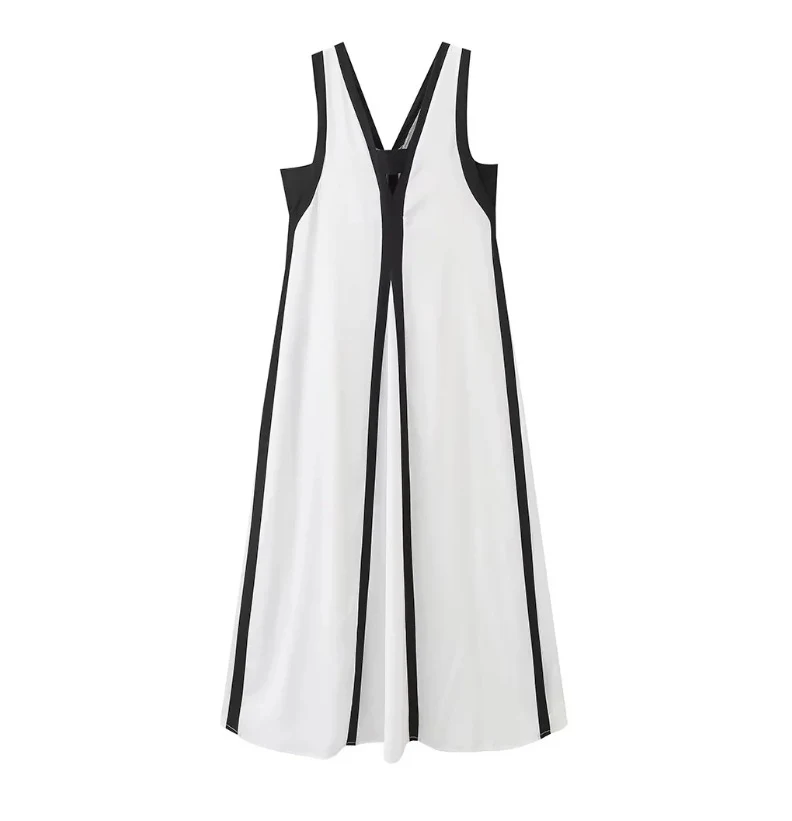 V-neck Color-block Double-sided Wear Dress — photo 5
