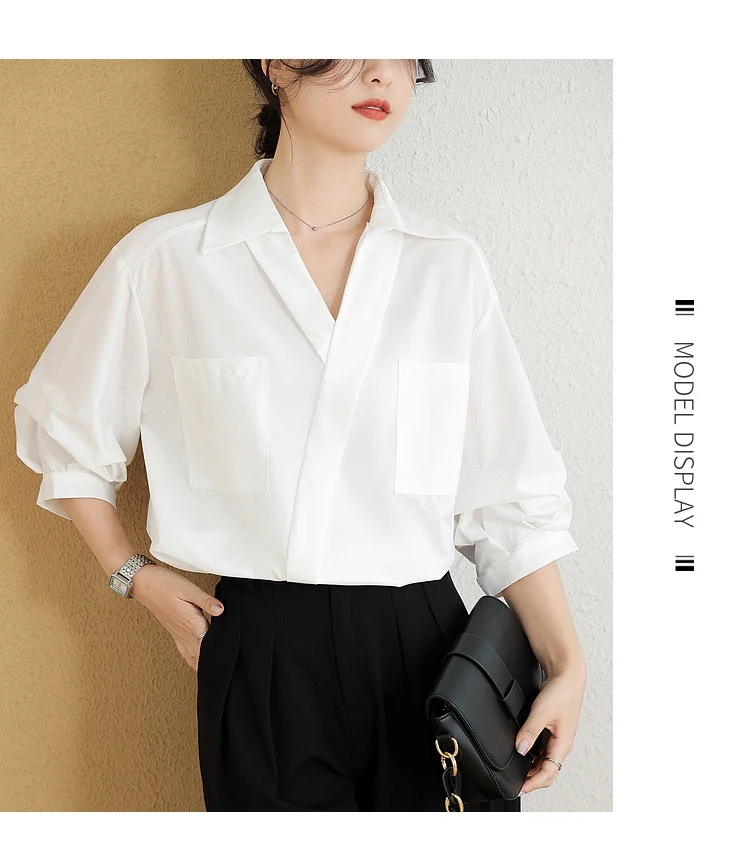 Title 5, French Style Three-quarter Sleeve Loose Thin La...