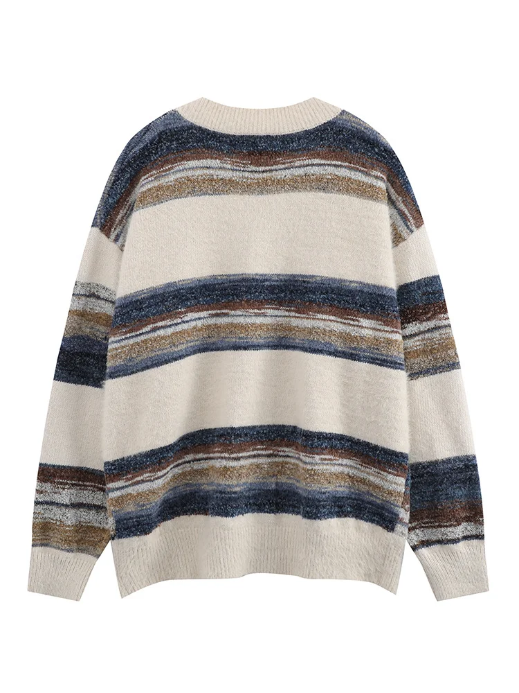 Men's Rainbow Striped Gradient Sweater Cardigan, a comfortable and stylish warm sweater. Perfect for a modern and colorf — photo 13