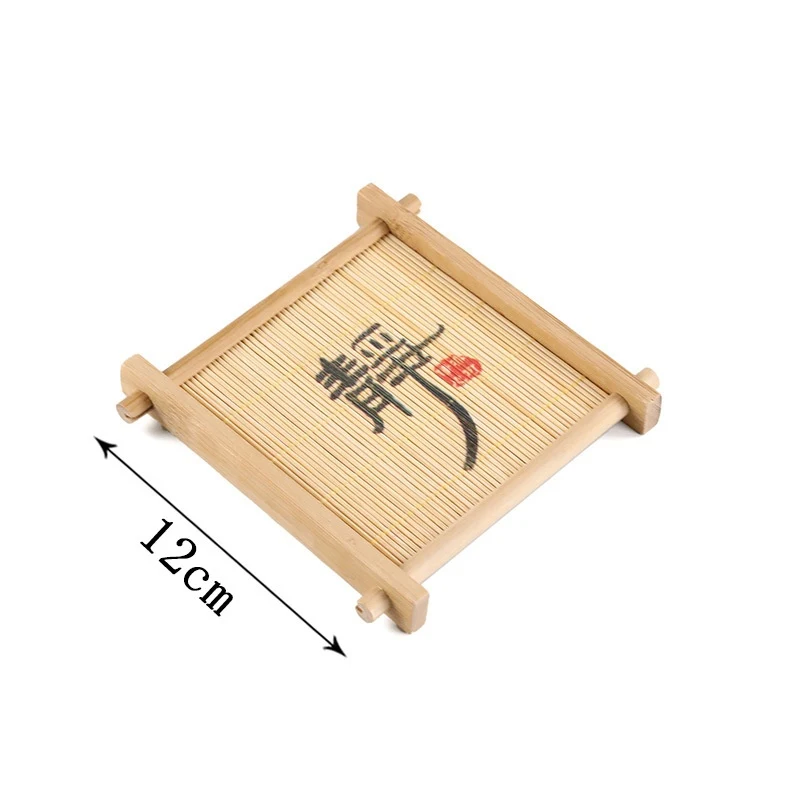 Bamboo square well-shaped coaster, teapot base, pastry small tray, perfect for protecting surfaces and serving hot bever — photo 2