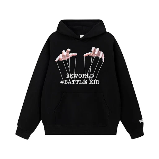 Title 12, Fluweel gevoerde hoodie met letterprint en hand...