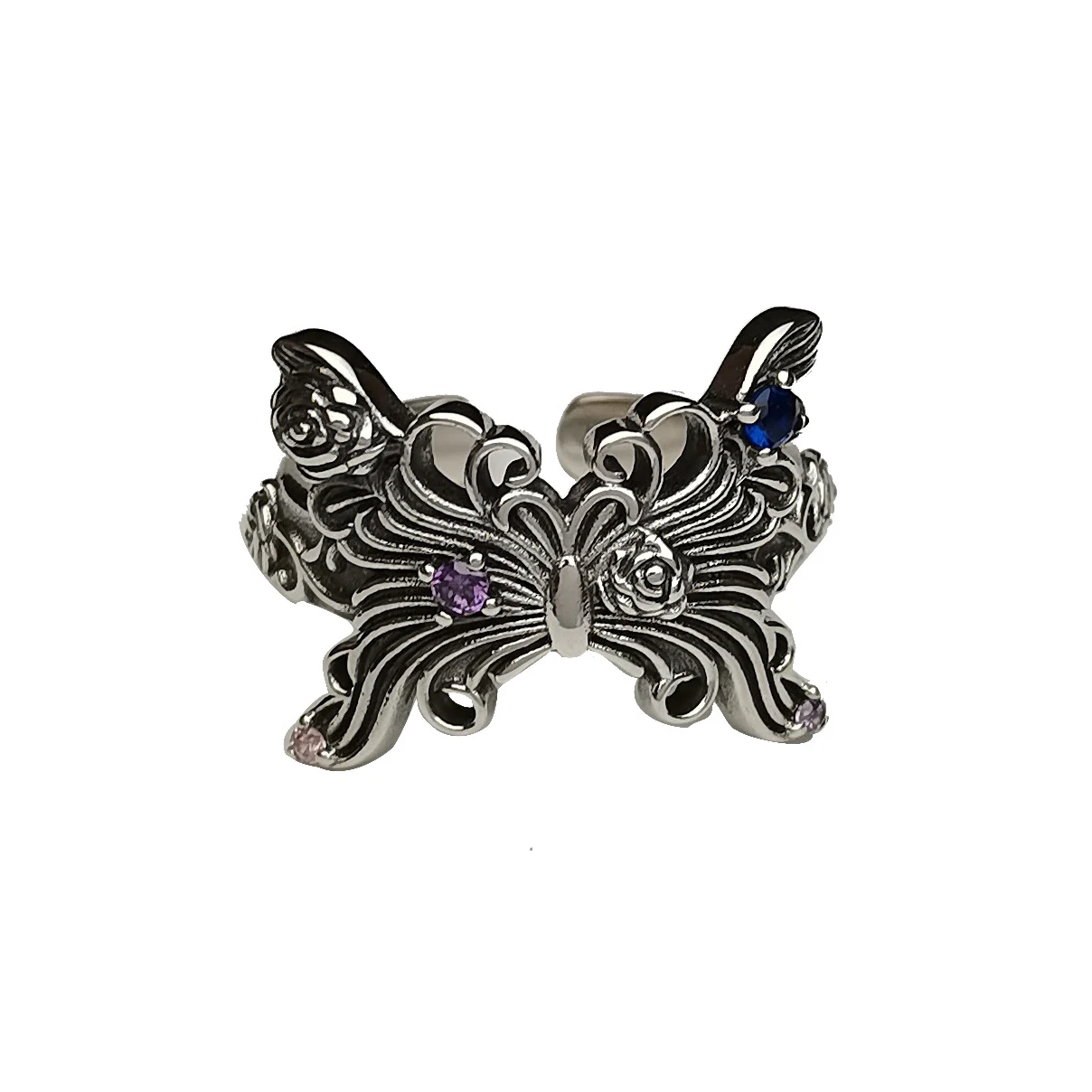 Anel Gótico Borboleta Vintage Moda Antiga Joia Retro Design Único Elegante Acessório Feminino Perfeito para Looks — foto 1