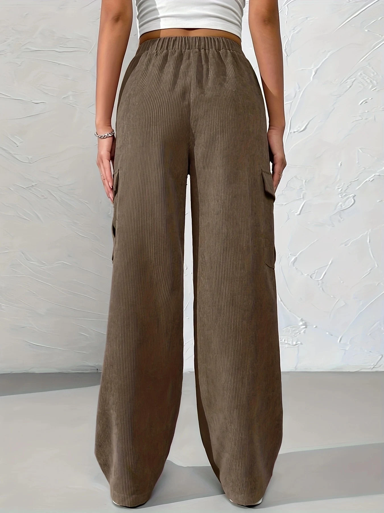 Title 1, Womens Loose Elastic Waist Corduroy Overalls W...