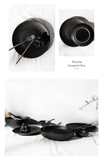 Title 9, Black Creative Tableware Dessert Salad Bowl. Se...