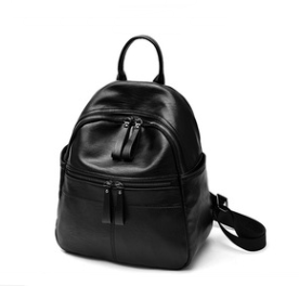 Mochila feminina casual de viagem em PU com cor sólida, design simples e moderno, perfeita para uso diário e viagens, leve e estilosa. — foto 1