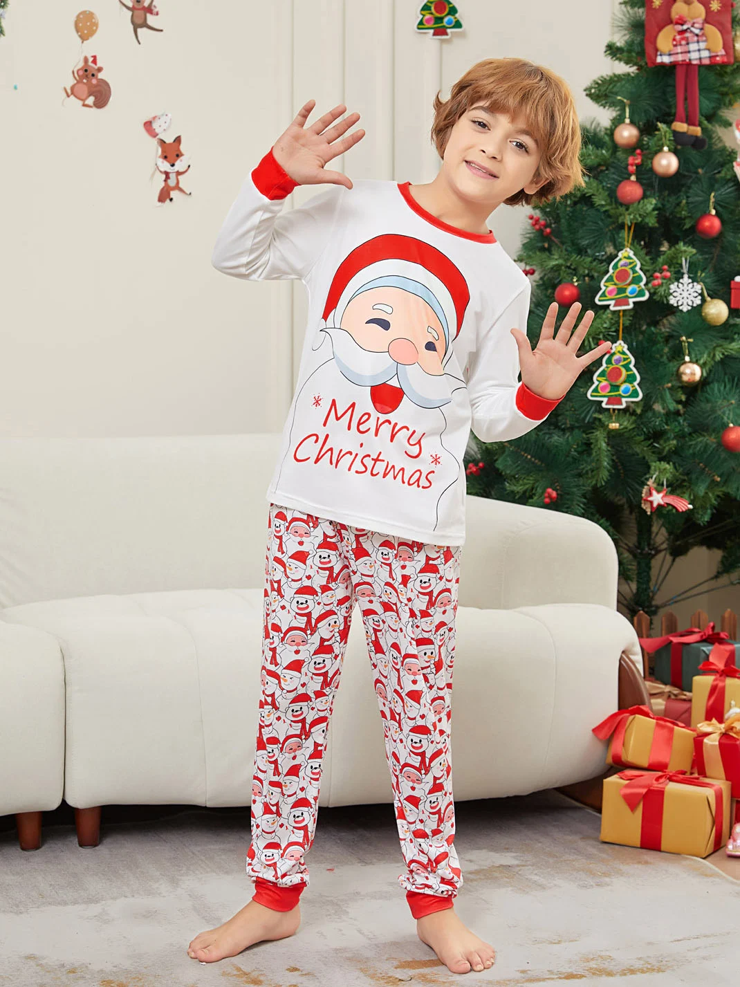 Title 18, Letter Snowman Christmas Parent-child Suit Prin...