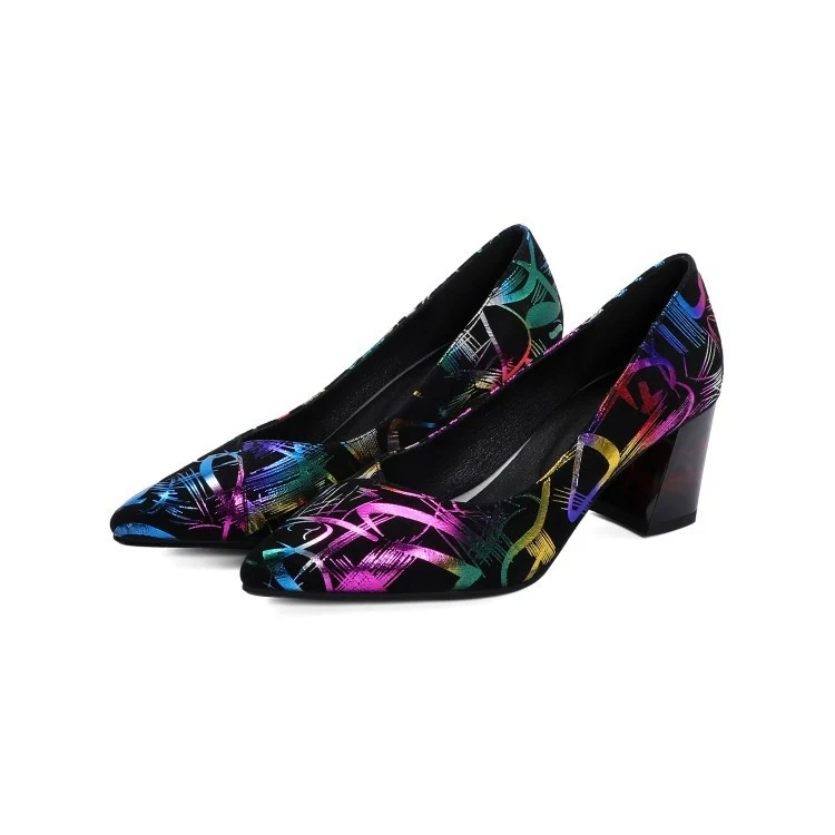 Women's fashion leather shoes with a thick heel and a shallow pointed toe. Providing comfort and style for a versatile a — photo 5