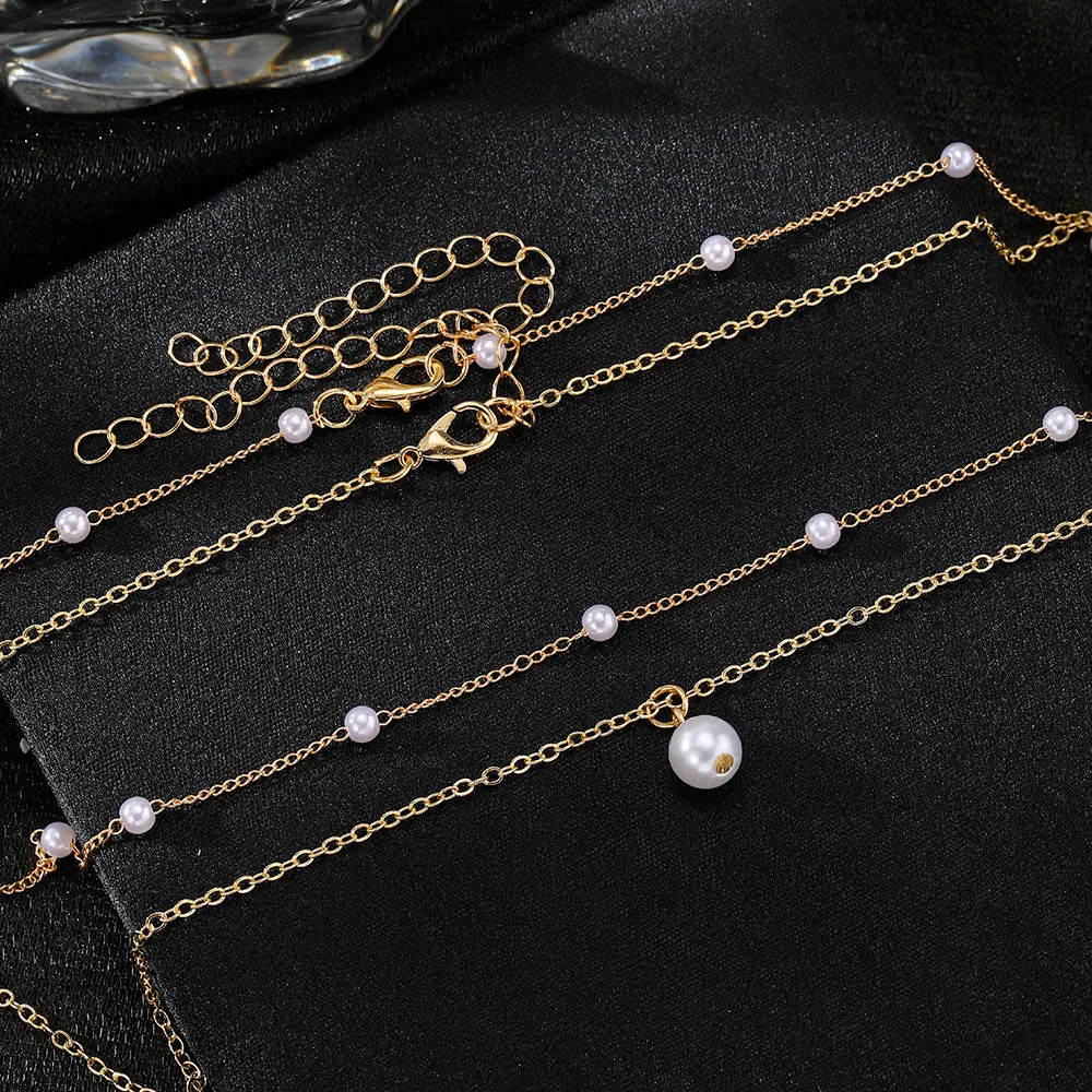 Colar Feminino Duplo com Pingente de Tassel e Pérolas, Joia de Moda com Pérolas Douradas, acessório elegante para mulheres. — foto 5
