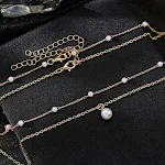 Colar Feminino Duplo com Pingente de Tassel e Pérolas, Joia de Moda com Pérolas Douradas, acessório elegante para mulheres. — foto 5